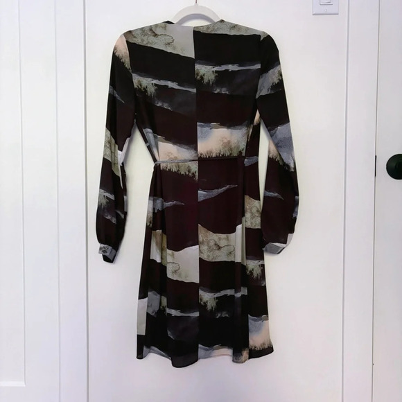 Aritzia Babaton Wallace Horse Printed Long  Sleeve Wrap Dress XXS Fall Cowgirl - Picture 6 of 8